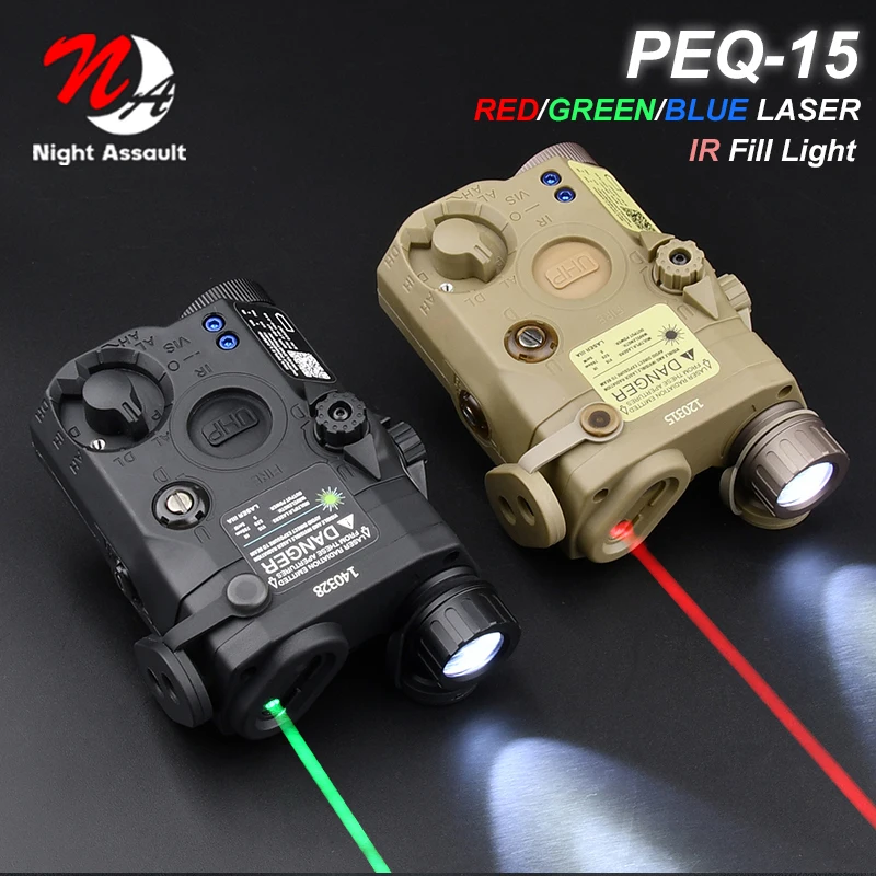 

WADSN Tactical UHP PEQ-15 Red Green Blue Laser IR Fill Light White LED Lamp Fit 20mm Picatinny Hunitng Airsoft Scout Accessories