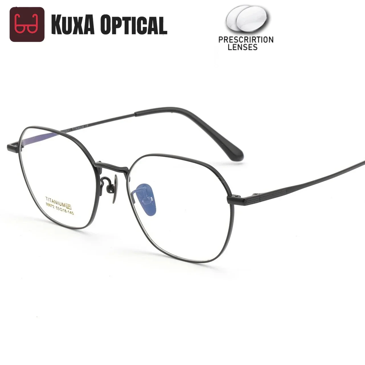 KUXA إطار نظارات مضلع هندسي للنساء من التيتانيوم نظارات بصرية للأشعة فوق البنفسجية وصفة طبية لقصر النظر مد البصر عدسة نظارات تقدمية