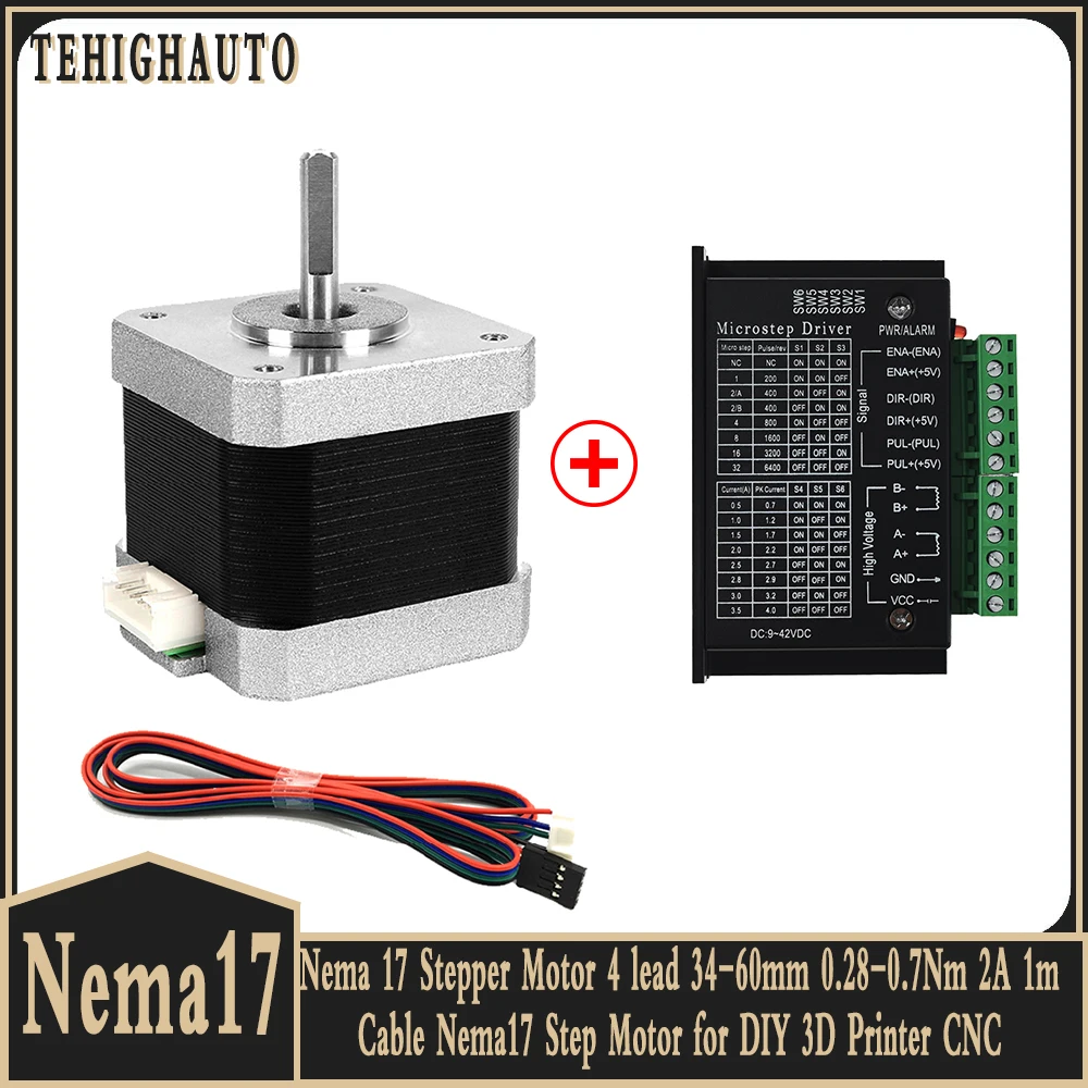 Nema17 موتور محرك عدة 34-60 مللي متر 0.28/0.42/0.56/0.7Nm 4-الرصاص فتح حلقة محرك متدرج محرك DIY بها بنفسك ثلاثية الأبعاد طابعة روبوت XYZ حفارة