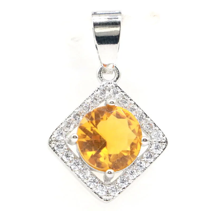 

Buy 4 Get 1 Free 26x17mm Romantic Golden Citrine Pink Tourmaline White CZ Woman's Silver Pendant