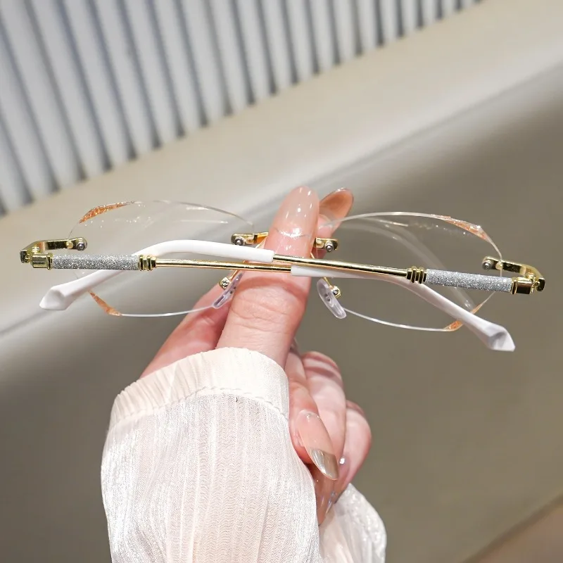 Anti-Blaulicht-Lesebrille für Damen, rahmenlos, hochauflösend, Vintage-Stil, ultraleicht, hochwertige Brille – Detail 5