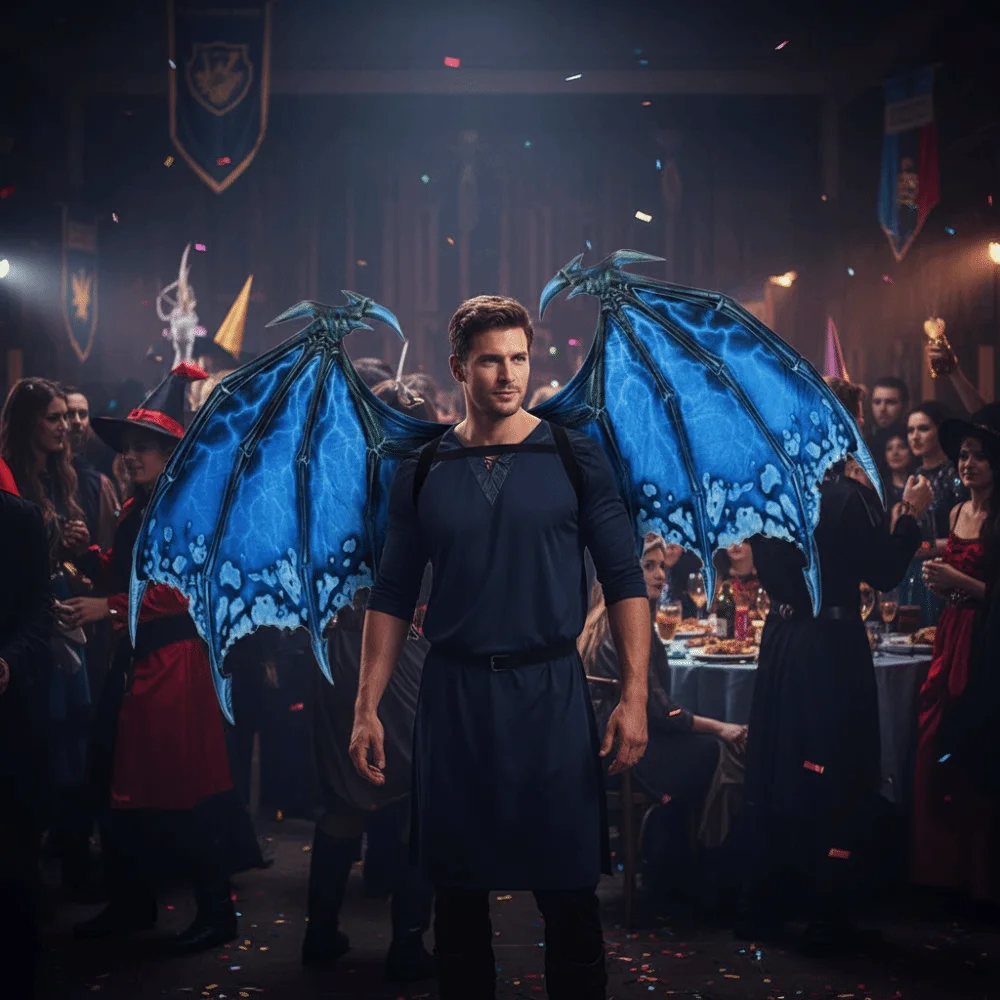 Alas de Dragón para Disfraz, Unisex, con Banda Elástica, Plegables, de Tela No Tejida, para Halloween, Disfraz Universal para Adultos