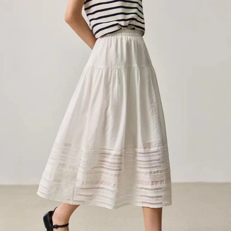 

Юбки женские средней длины, А-силуэт, облегающие, с эластичной талией, однотонные, повседневные, элегантные, с вставками, в стиле Y2K, уличная мода, для работы, весна 2026