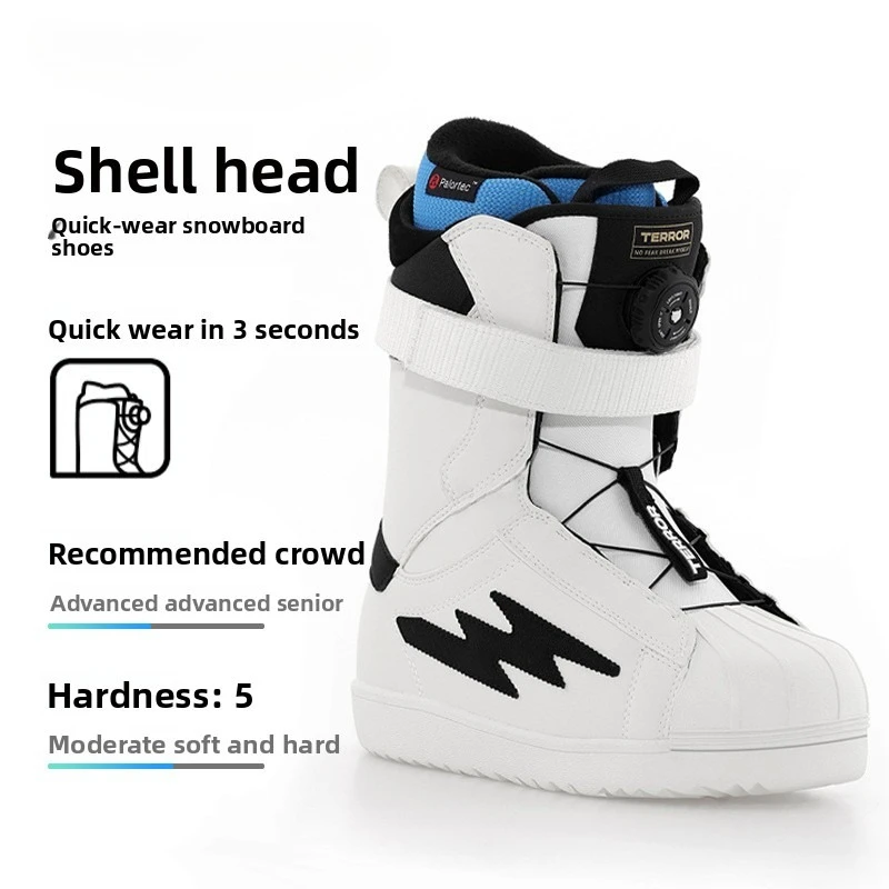 

Лыжная обувь Shell Head Fast Wear, мужская и женская нескользящая водонепроницаемая теплая профессиональная обувь с плоским цветком и молнией для сноуборда