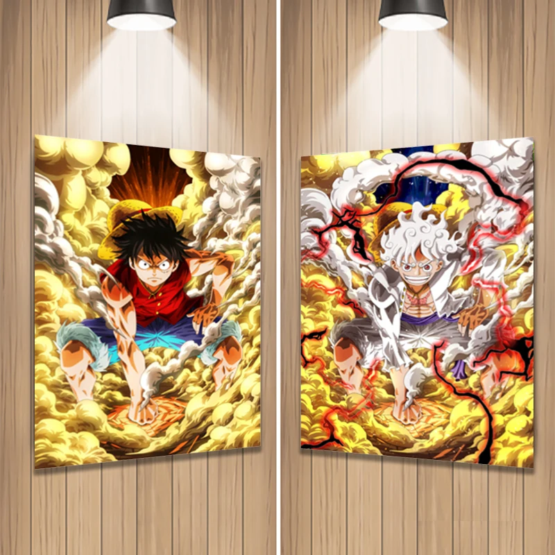 Anime One Pieces Luffy Gear 5th Wall Home 3D Moving Lenticular Poster 3D Flip Gradient Poster Home Decor WallArt Work Gifts Toy