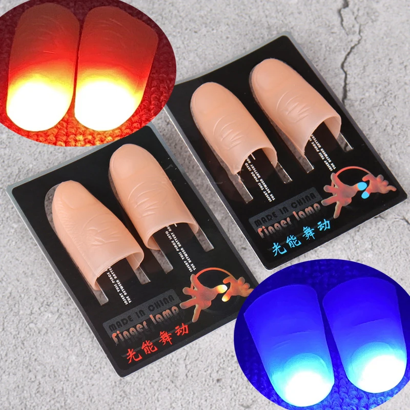 2pcs Thumbs Led Light Up Toys Kids Magic Trick Props Funny Flashing Fingers Fantastic Glowing Toys Children Luminous Gifts