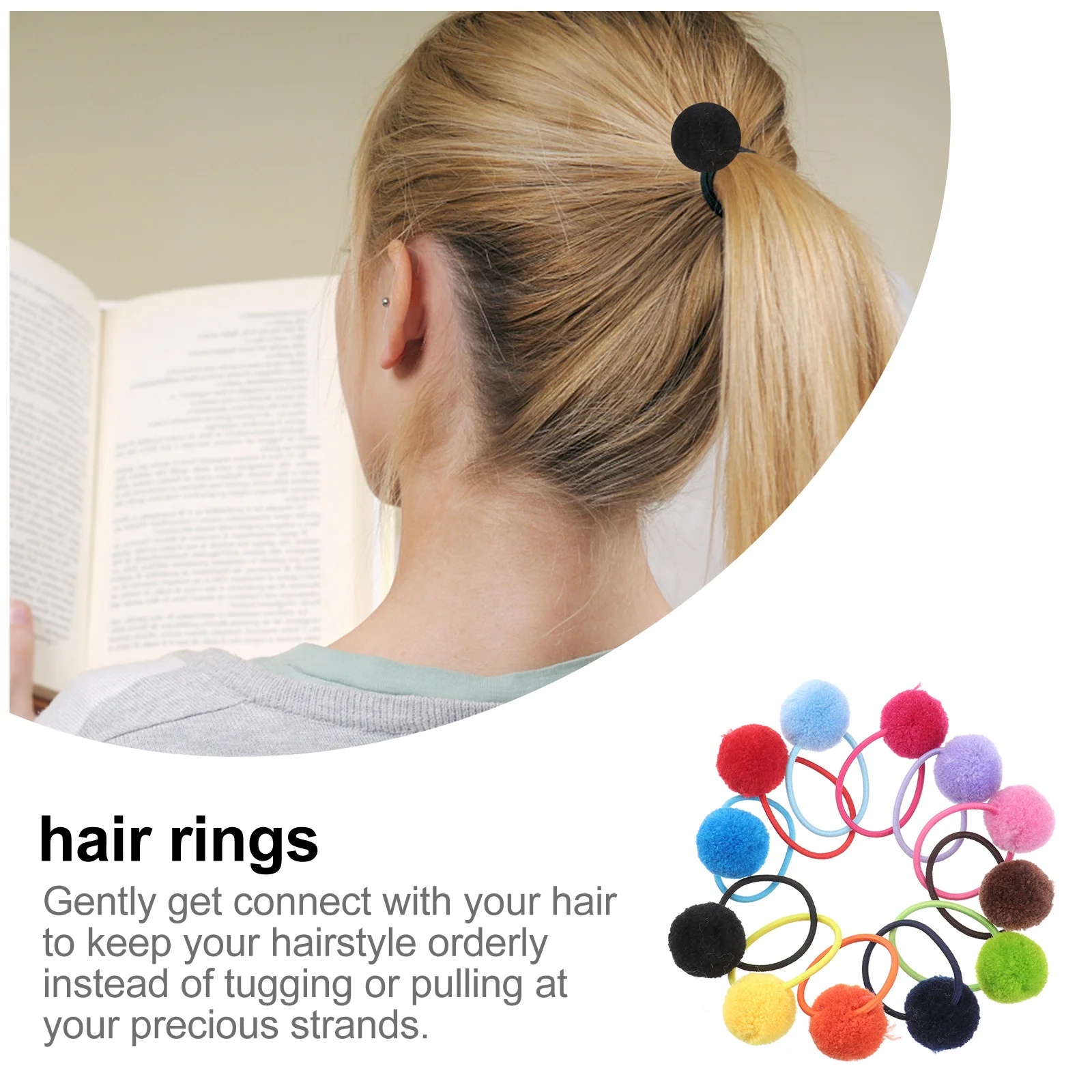 

12pcs Hair Ties For Ponytail Holders Ball Elastic Bands Hairstyle Outdoor Play Party Birthday Christmas Gift