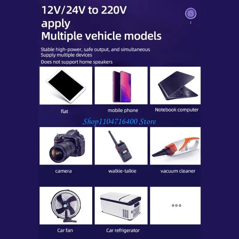 

y1gd Car Converter Inverter USB Socket Adapter CigaretteLighter Phone Quick Charging