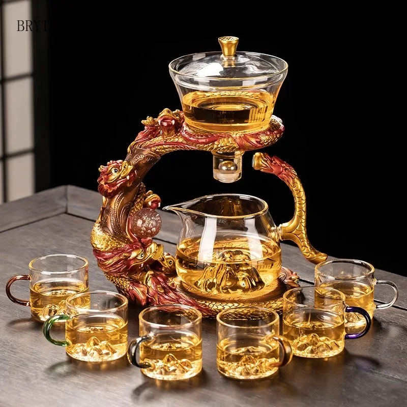 High End Lazy Teapot Set Heat-resistant Glass Semi-automatic 2 High End Lazy Teapot Set Heat-resistant Glass Semi-automatic
