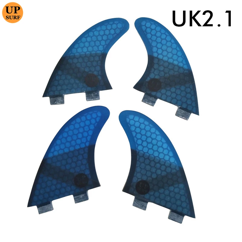 

Surfboard Double Tabs Thruster UK2.1 Size Blue Color Fiberglass Honeycomb Fins Sup Accessories Upsurf FCS Double Tabs Fins