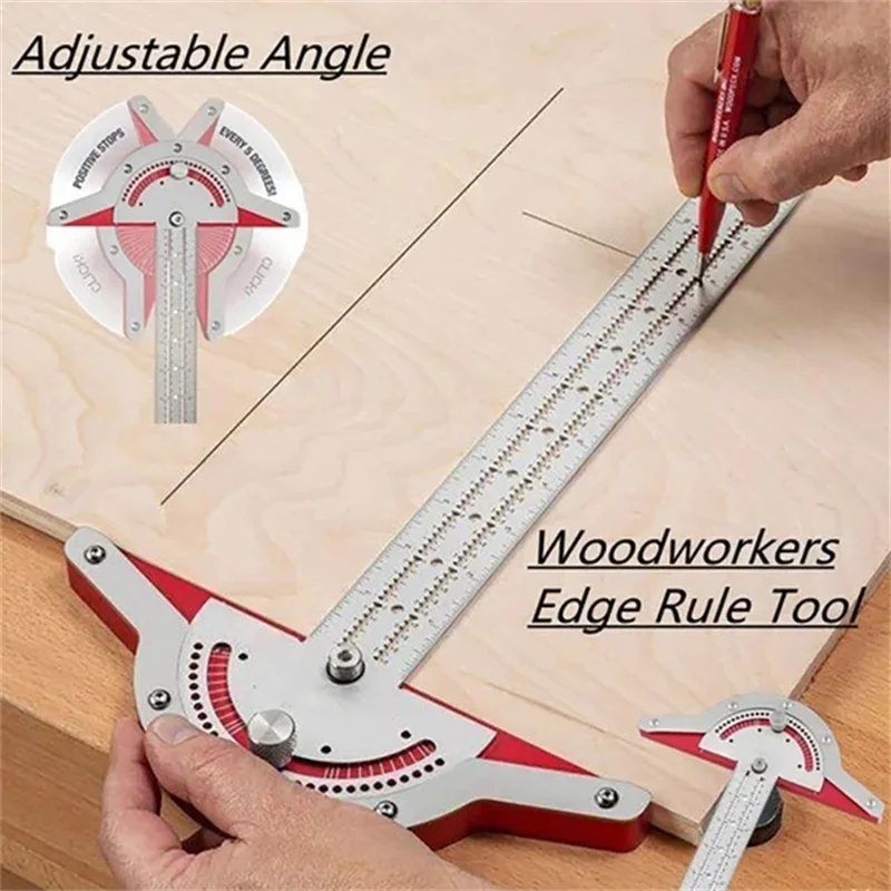 Adjustable Protractor Angle Finder Woodworkers Edge Ruler Stainless Steel Protractor Angle Finder Arm Measuring Ruler Tool