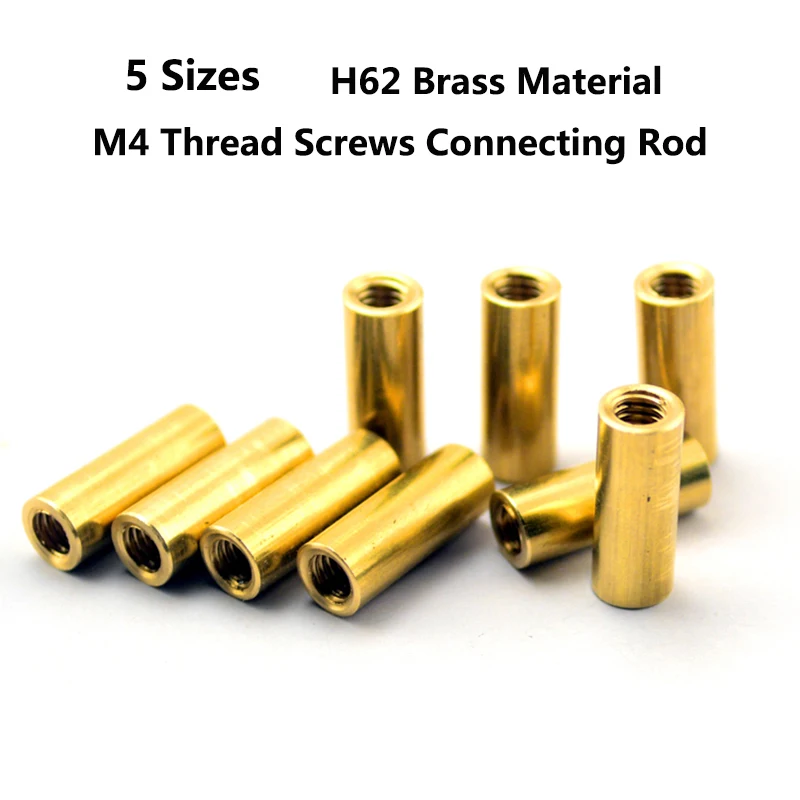 10pcs/Set Brass 5 Sizes M4 Thread Screws Connecting Rod Threaded Nut Connect Round Cylindrical Type Stud Knife Make Accessories