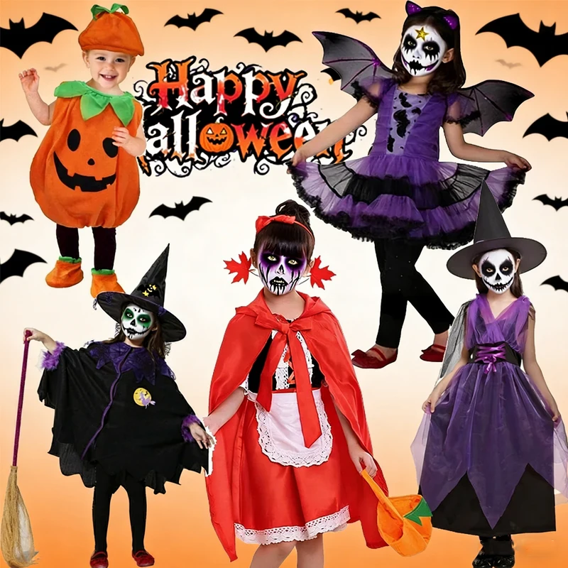 2-12T Halloween Costume for Girls Witch Vampire Carnival Par