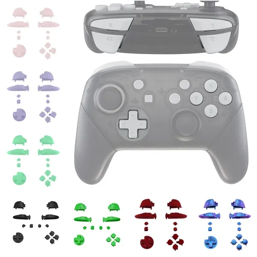 eXtremeRate Juego completo de botones de repuesto con herramientas para controlador Nintendo Switch Pro, reparación de llaves ABXY D-pad ZR ZL L R