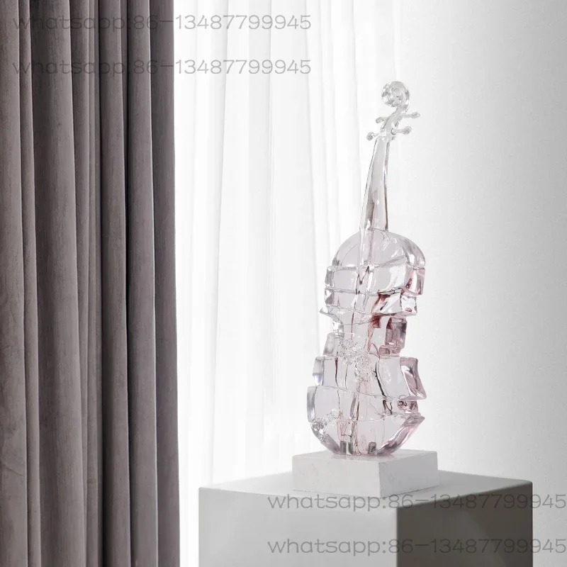Simple Violin Sculpture Ornament Floor-to-ceiling Artwork Hotel Clubhouse Music Dining Bar Model Room Modern Decoration