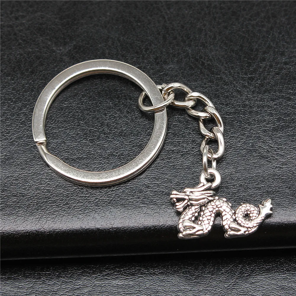 Souvenirs Gift Dropshipping Antique Silver Color 21x15mm Dragon Pendant Keyring