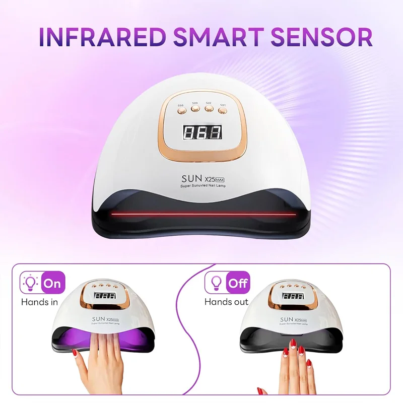 Portable UV Nail Dryer Quick Drying Auto Induction 57/81 Lamp Beads 180° Timed Uniform Lighting Without Irradiation Blind Spots