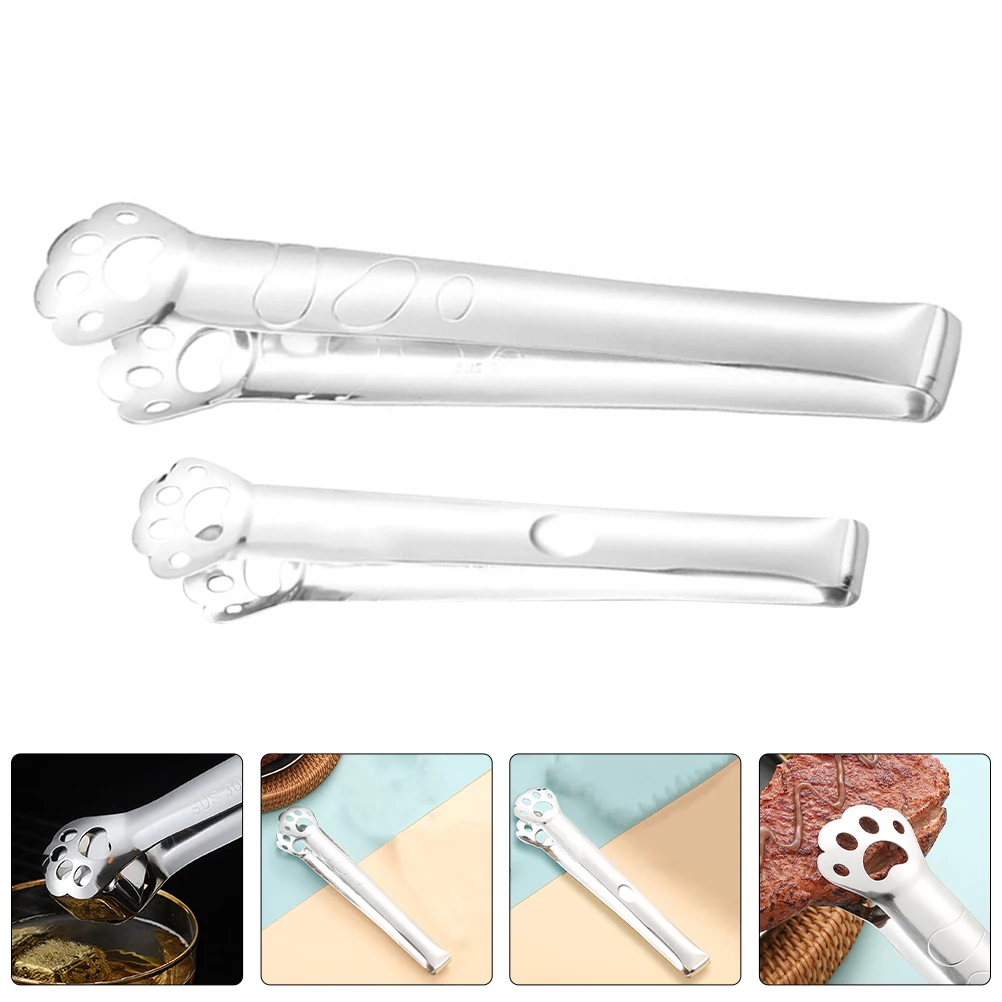 

2Pcs Bread Clip Food Tongs Cartoon Cat Claw 304 Stainless Steel Kitchen Tool for Cooking Bakery Serving Party Buffet