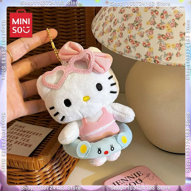 Miniso Sanrio Kitty Cat Cute Cartoon Swimming Circle High Beauty Bikini Cat Backpack Pendant Decoration Mini Doll Doll Gift