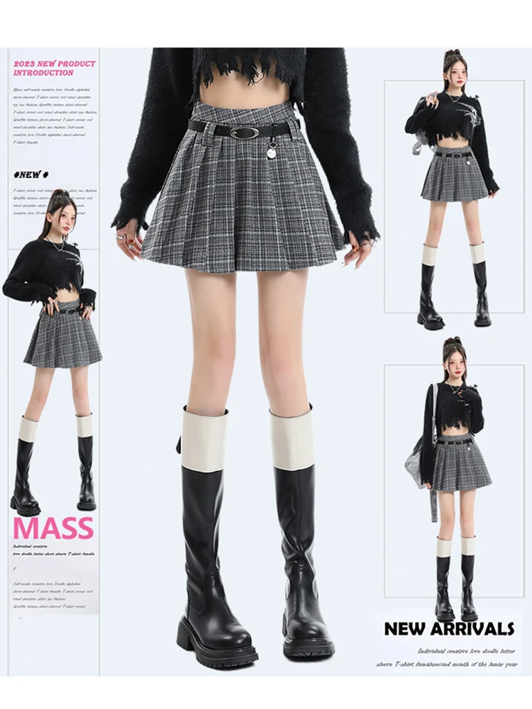 

Women Harajuku Fashion 2000s Aesthetic Preppy Style High Waist JK Mini Plaid Pleated Skirt Hot Korean Fashion Gyaru Kpop Y2k New