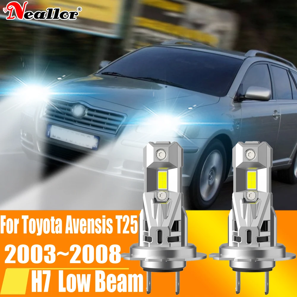 2pcs High Power H7 Led Headlight Canbus H18 Car Bulb 6000K White Light Moto Diode Lamp 12v 55w For Toyota Avensis T25 2003~2008