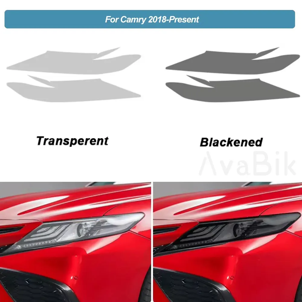 

2 Pcs PPF Car Headlight Protective Film Smoked Black TPU Sticker for Toyota Camry XV70 2018 2019 2020 2021 2022 Accessories