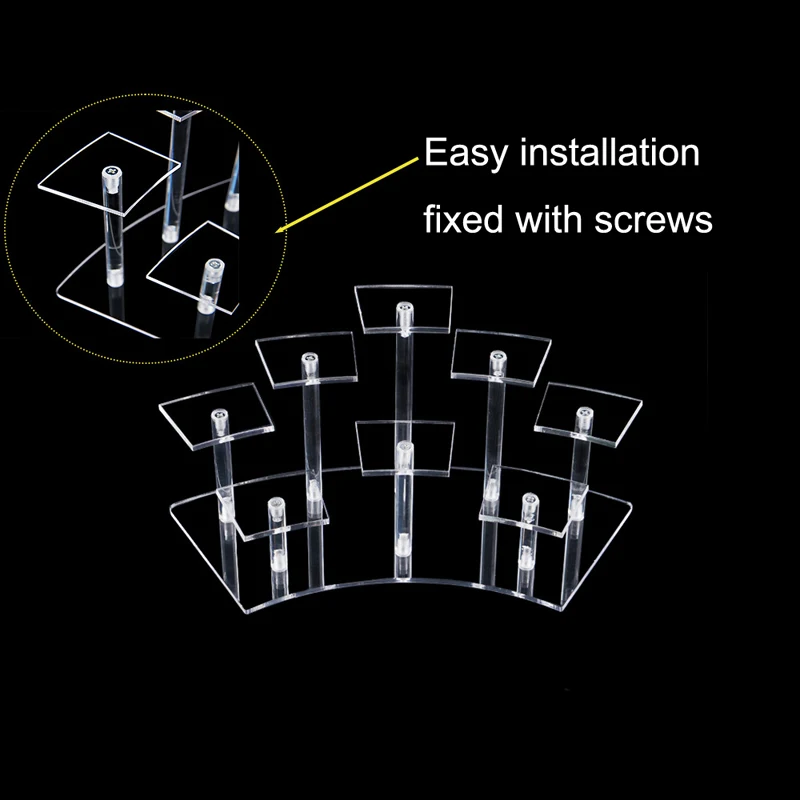 Fan Shape Acrylic Display Stand Jewelry Cake Perfume Storage Rack Birthday Party Cupcake Display Rack Toy Figure Organizer Decor