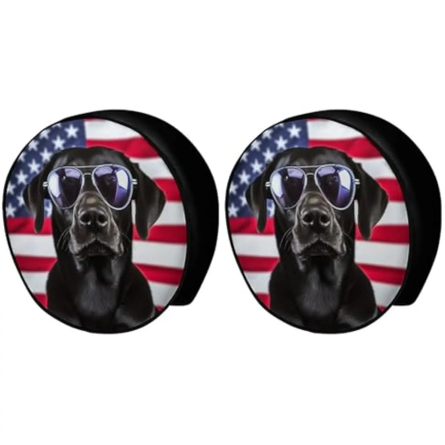 

Black Lab Dog USA Flag Tire Covers 2 Pack Waterproof UV-Proof Wheel Protector for RV Truck Camper