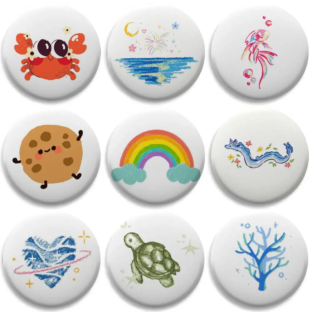 

INS Cartoon Cute Kid Baby Art Badges Round Exquisite Badge Brooches Creative Pins For Clothes Hat Backpack Gift Accessories