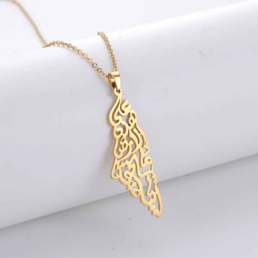 Skyrim Arabic Pendant Necklace Stainless Steel Neck Chain for Women Men Country Geography Jewelry Gift Wholesale