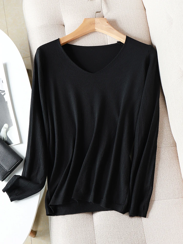 AOSSVIAO 2024 autumn winter Sweater Knitted Pullover women v-neck oversize sweater female loose long sleeve sweater top Jumper