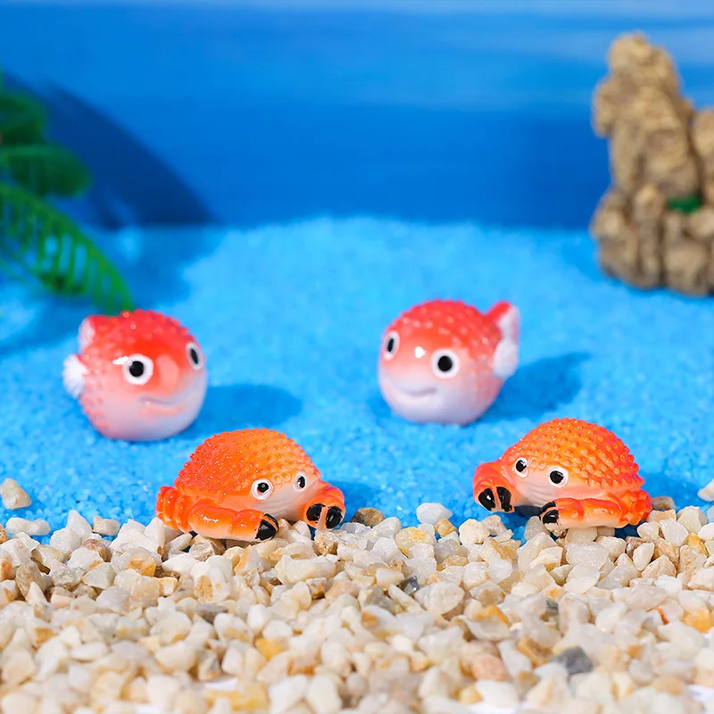 3Pcs/bag Mini Cute Marine Animals Micro Landscape Ornament Simulation Shark/Crab/Fish Fish Tank Aquarium Accessories Decoration