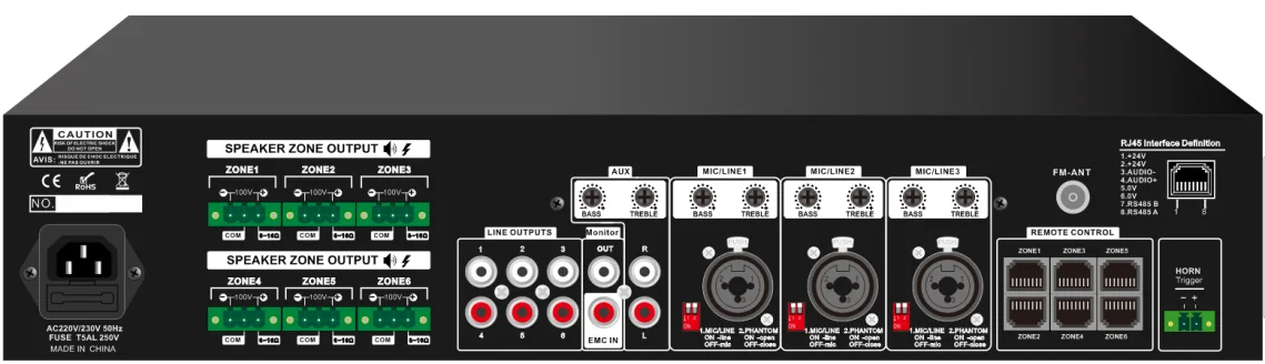 Public Address System 60W Matrix Mixer Amplifier With USB/SD/FM/BT Wallmountspeaker pa Speaker System Professional Amplifier