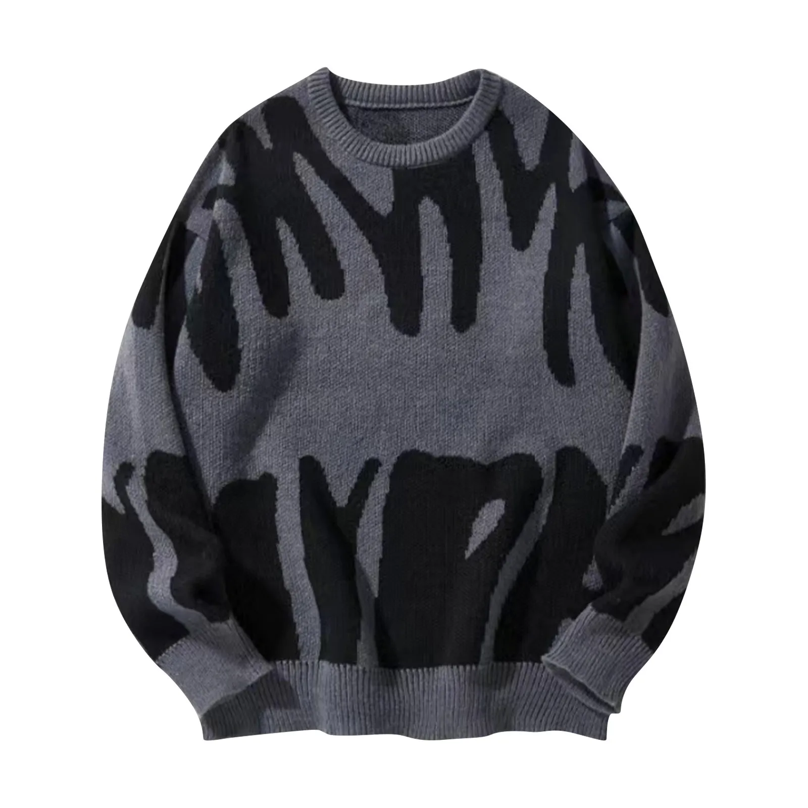 Unisex Sweaters Pullovers Autumn And Winter New Fashion Abstract Letter Jacquard Sweater With Warm And Thick Contrast Color Knit