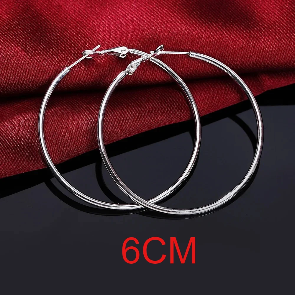Bestseller Hochwertige 925 Sterling Silber Klassische 5-8CM Große Kreisohrringe Damen Party-Schmuck Modische Weihnachtsgeschenke