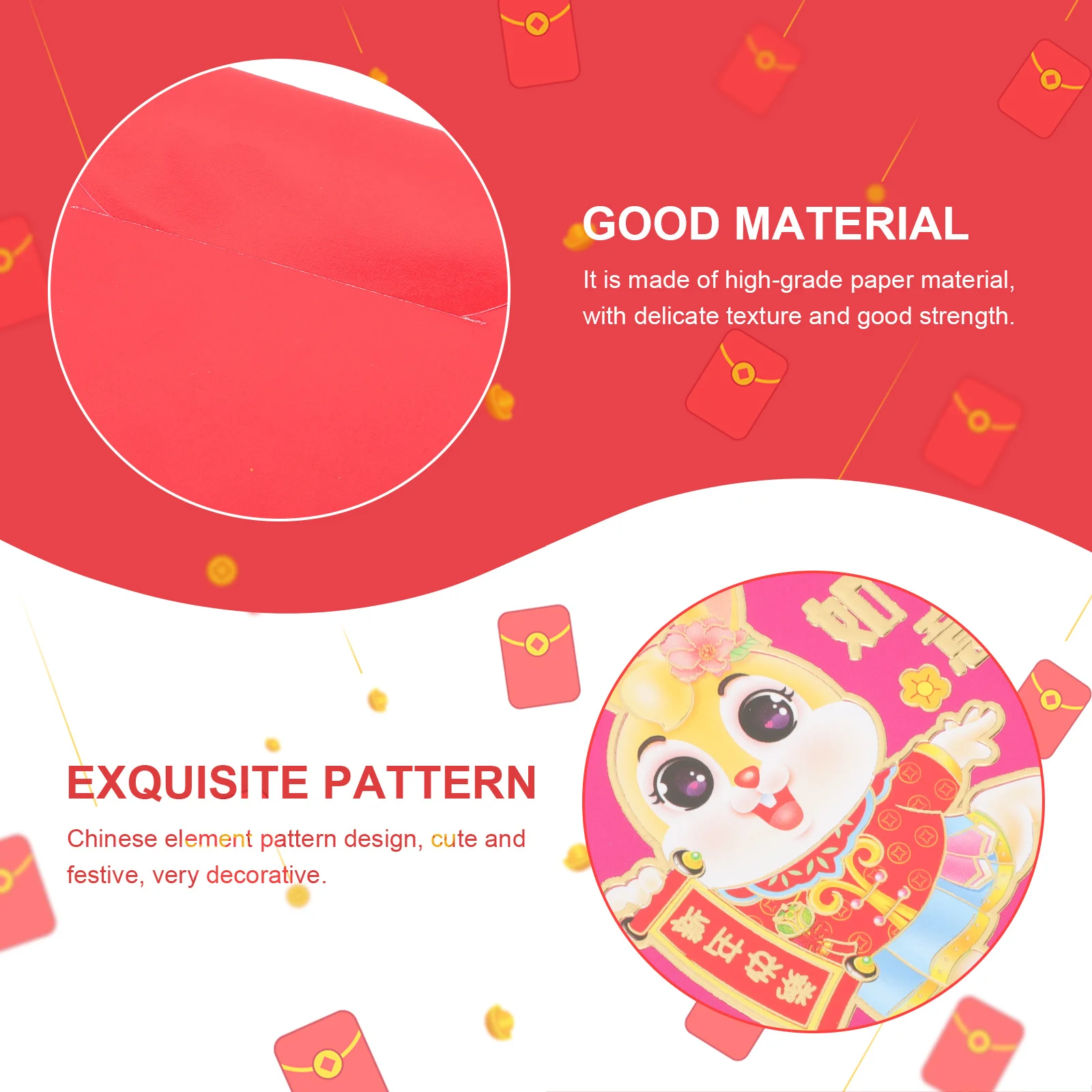 

54Pcs Cartoon Red Packets Traditional Paper Money Pouches for Chinese New Year Festival Wedding Red Envelope Gift