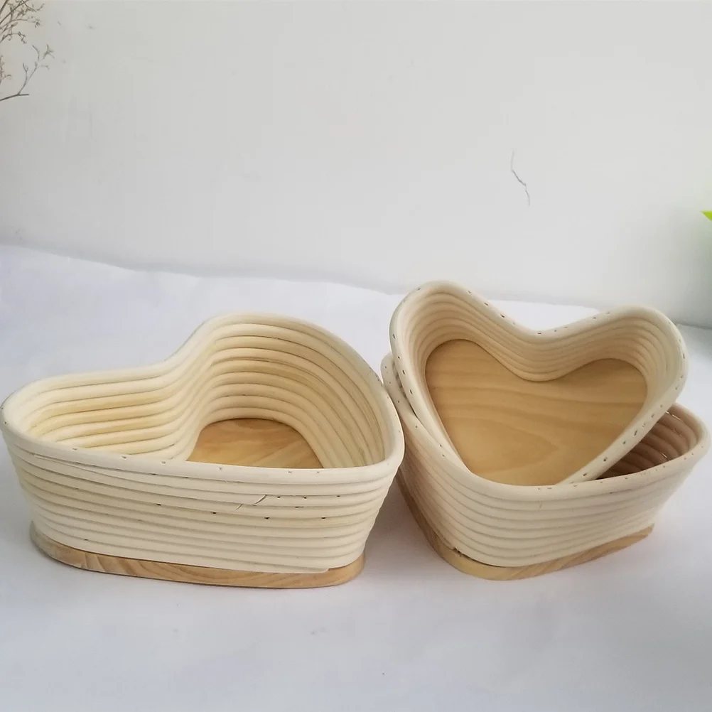 

Natural Heart Shape Proofing Basket Vine Bread Basket Cover Artisan Loaf Rising Baking Tool Suitable for Dough 24.5x22cm Khaki