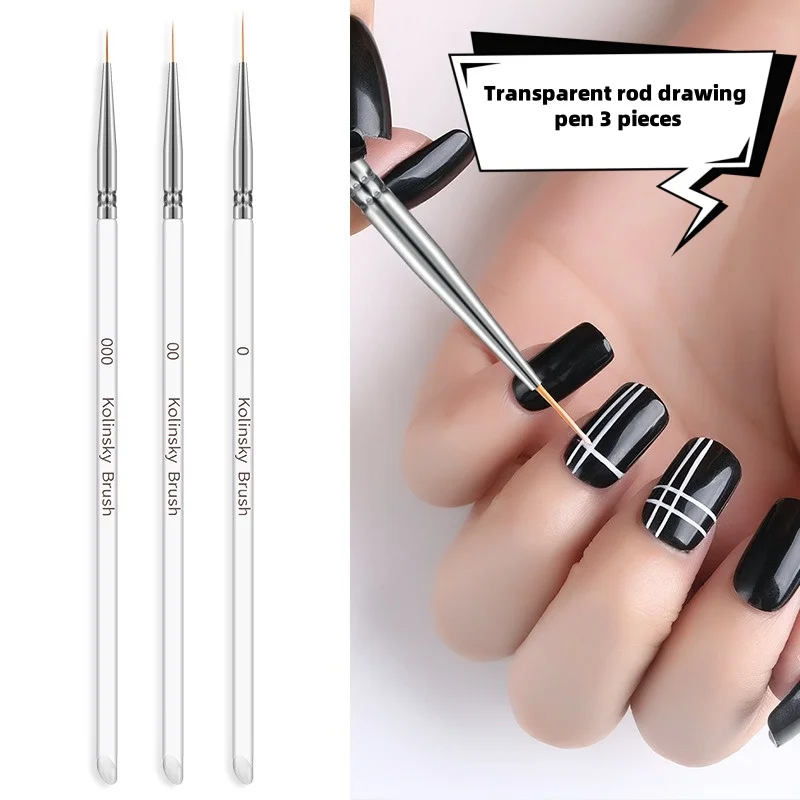 Nail Art Liner Painted Brush Drawing Pen New 3Pcs Thin Stripe Line DIY UV Gel Tips French Supplies Design Manicure Pinceau