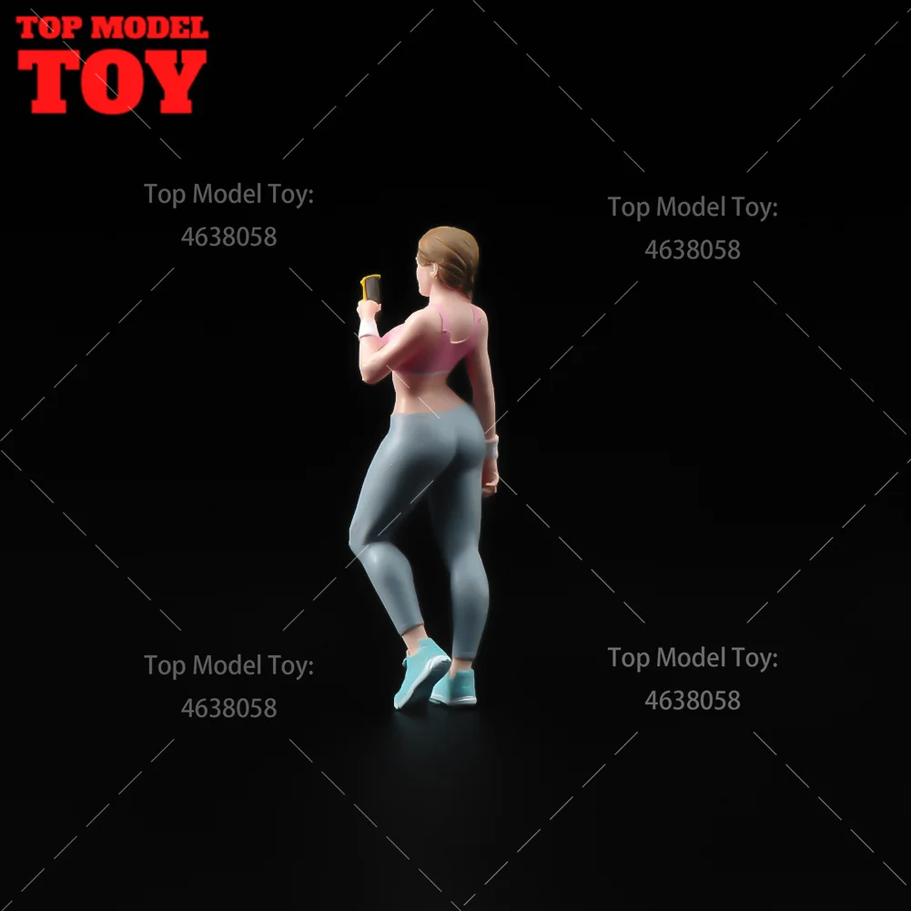 Painted Miniatures 1/64 1/43 Watch Phone Fitness Girl Scene Props Figures Model Toy Gifts