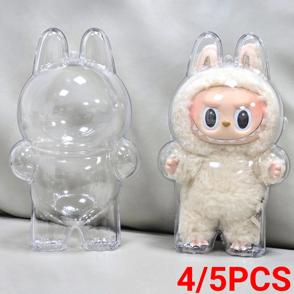 

4/5p for Labubu Transparent Protective Cover Dustproof Vinyl Doll Monster Toy Storage Case Cute Elf Plushie Display Cover NoDoll