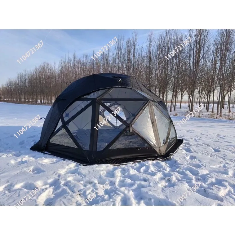 Outdoor Insulated Octagonal Large Space 3 Layers Winter Ice Fishing Round Dome Sauna Hiking Tent With Tpu Skylight tent