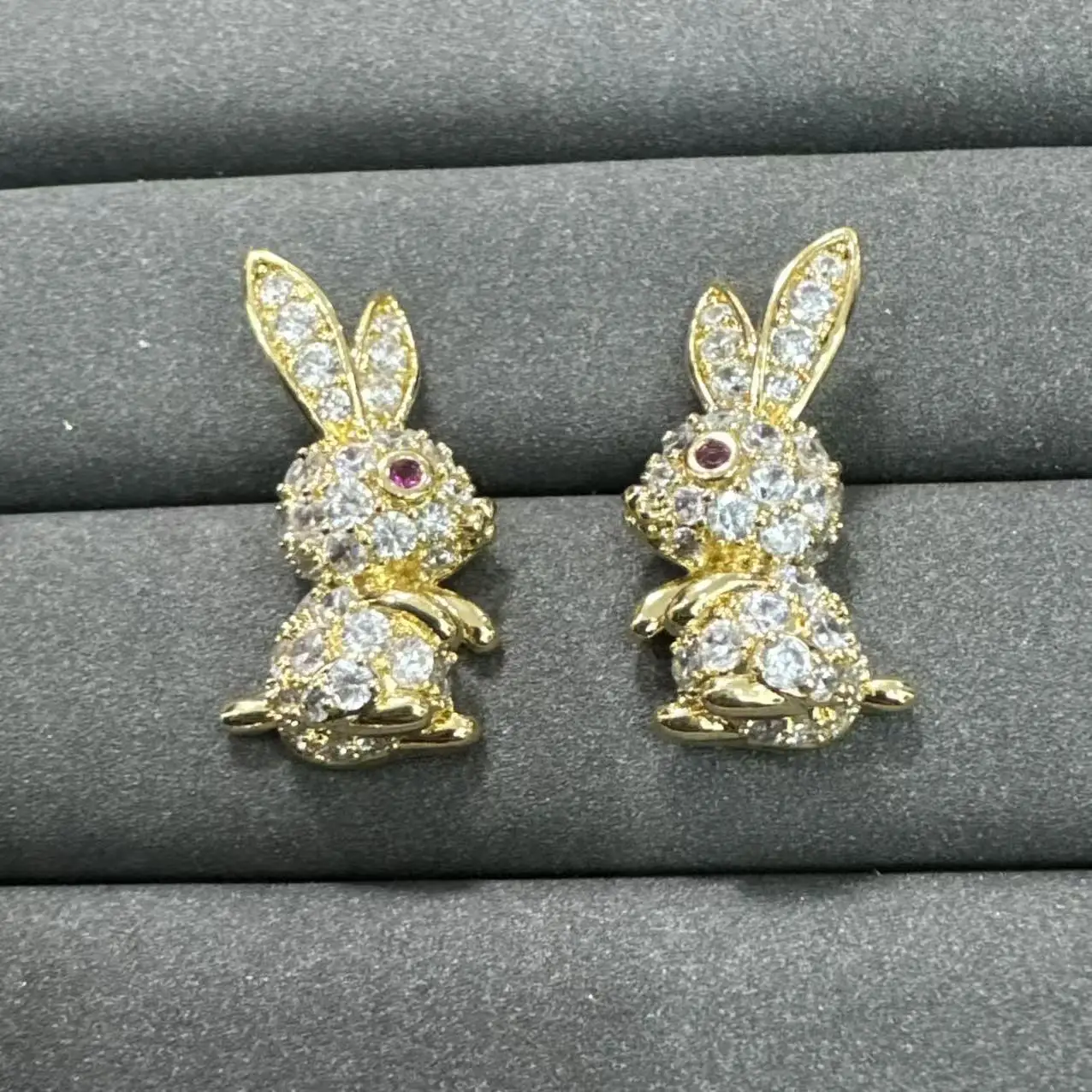 cute rabbit stud earrings for girls women sweet jewelry silver gold plated bunny earrings