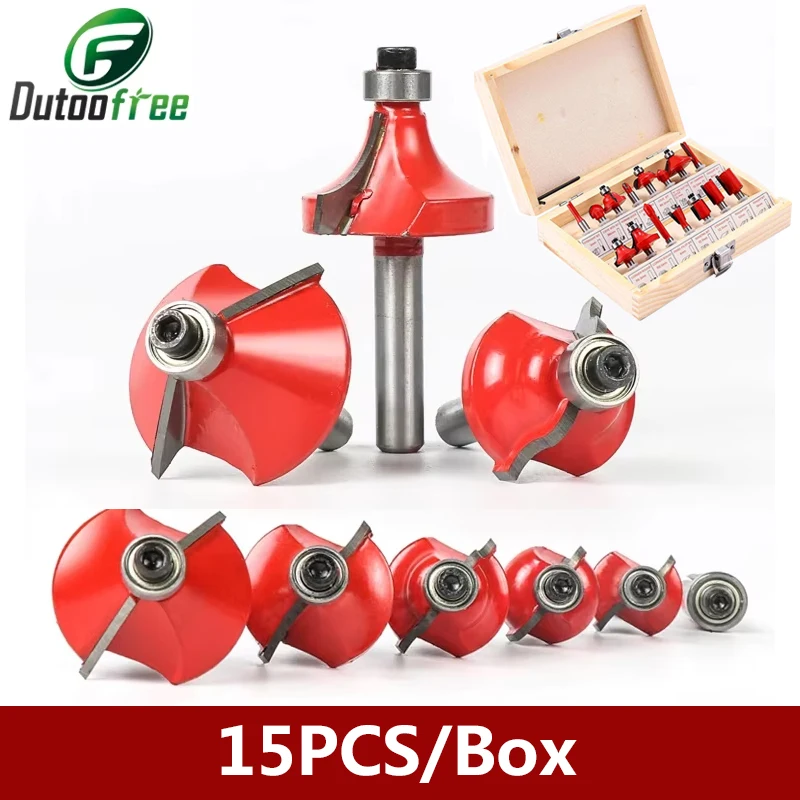 

15PCS/Box 1/4inch Router Bit Set Trimming Straight Milling Cutter for Wood Bits Tungsten Carbide Cutting Woodworking