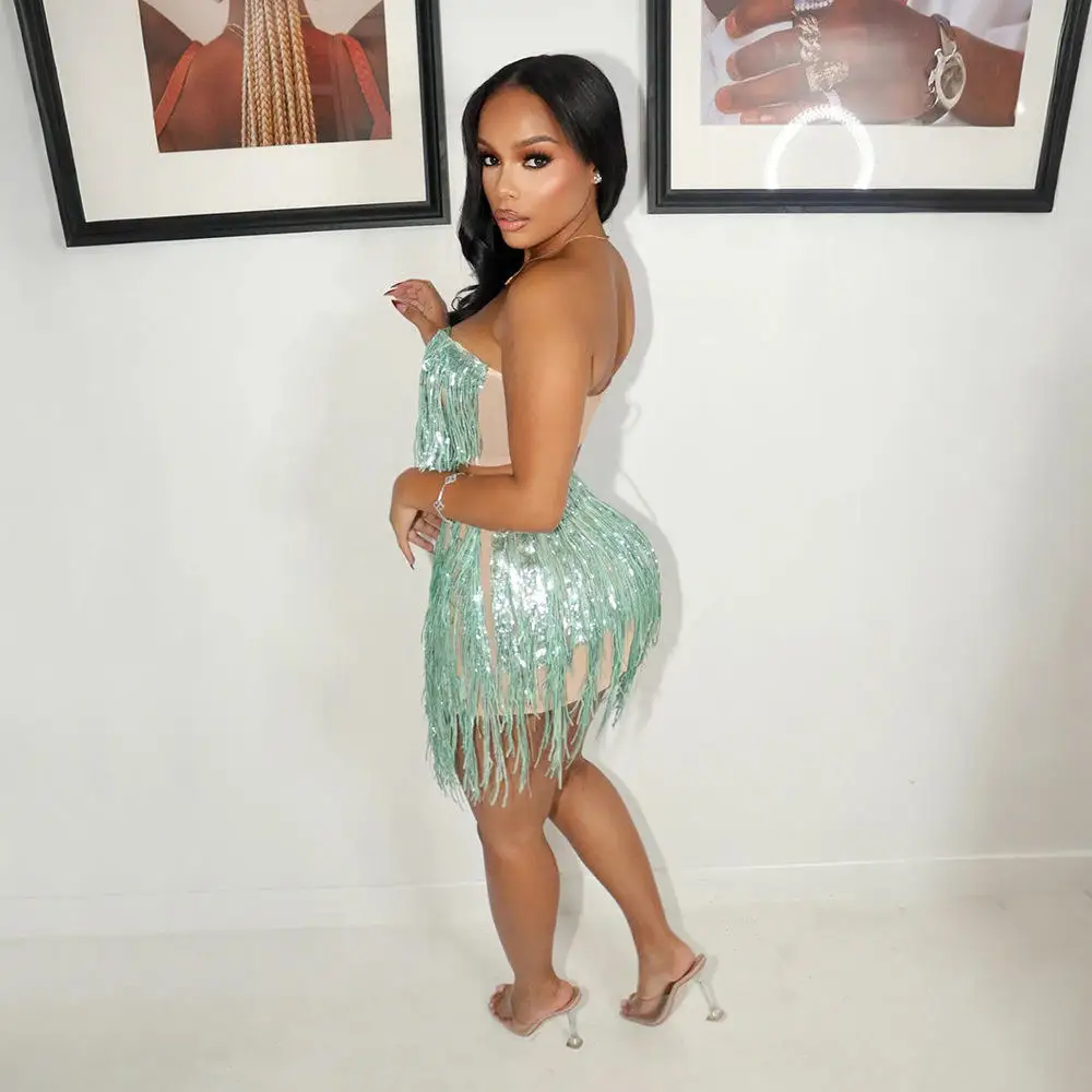 

Faion Tassel ter Ne Tube Top Юбка Комплект Neutral Sle Женская осенняя коллекция No Brand Registered No Sve Pure Color