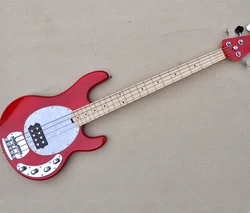 4 Strings Red Electric Bass Guitar with Ash Body,Maple Fretboard,Can be Customized