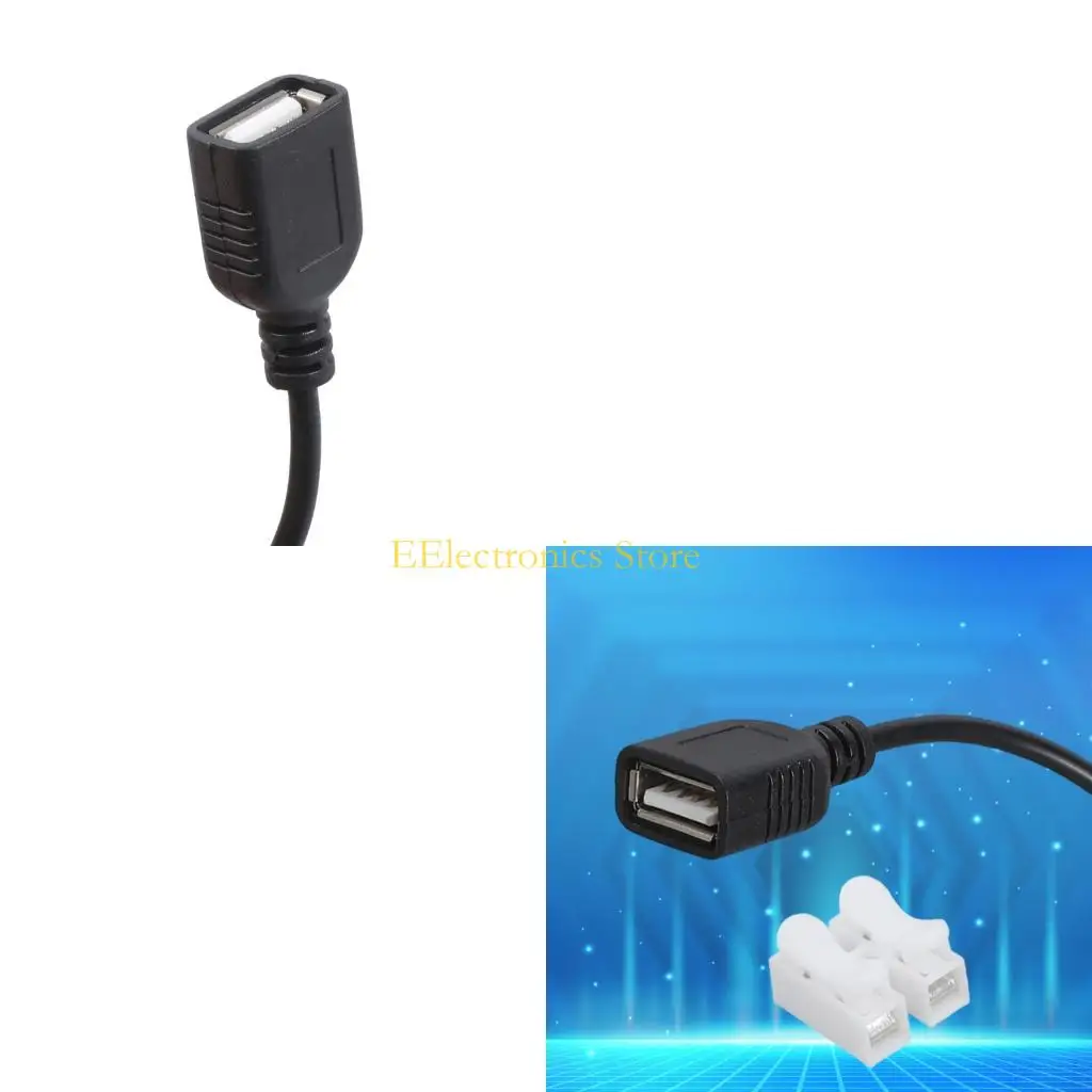 B03C 2 Piece USB Female To 2Pin Bare Wire Power Cord 5V Power Supply Cable With Connectors For Low Voltaged Devices DIY Use