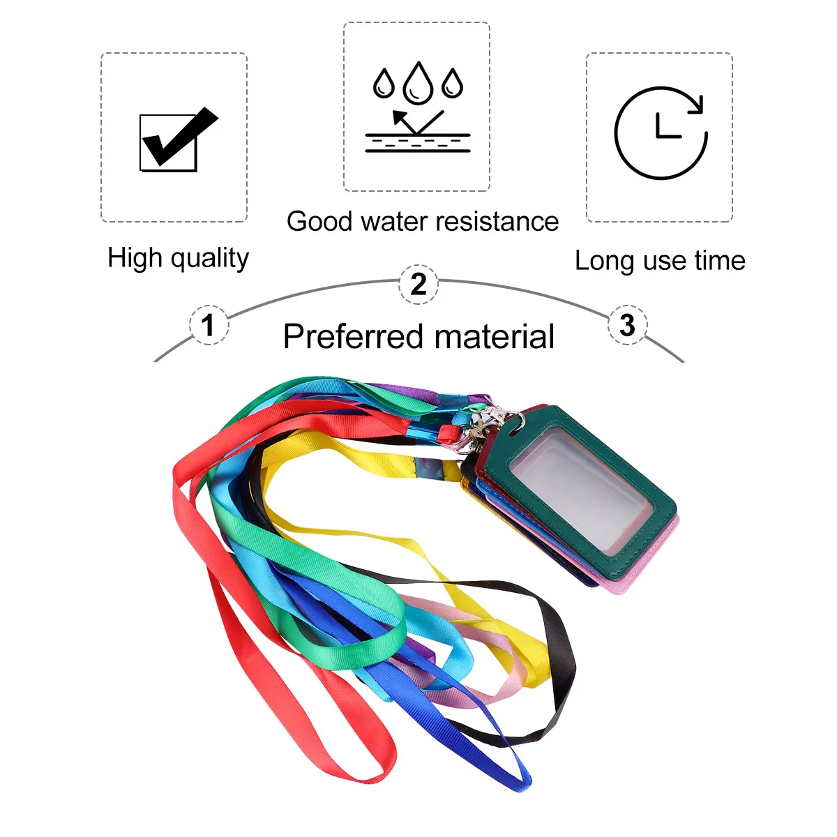 8Pcs Premium Waterproof Lanyard Badge Holder with Dual-Side Transparent Id Window for Work School Hospital Business