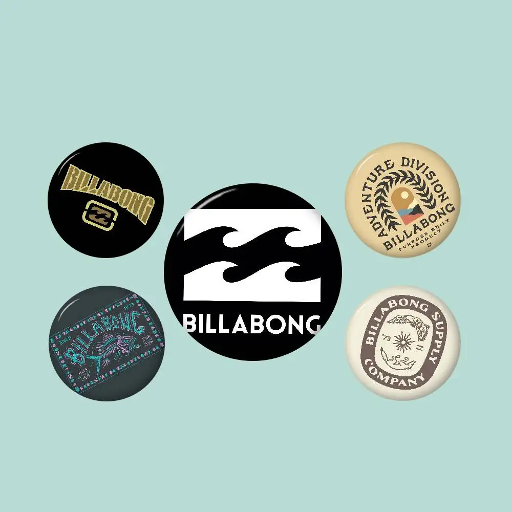 B-Billabong Surf Fashion Creative Pins Funny Round Snap-in Brooch Badge Backpack Hat Accessories Jewelry Gifts for Friend - view 2