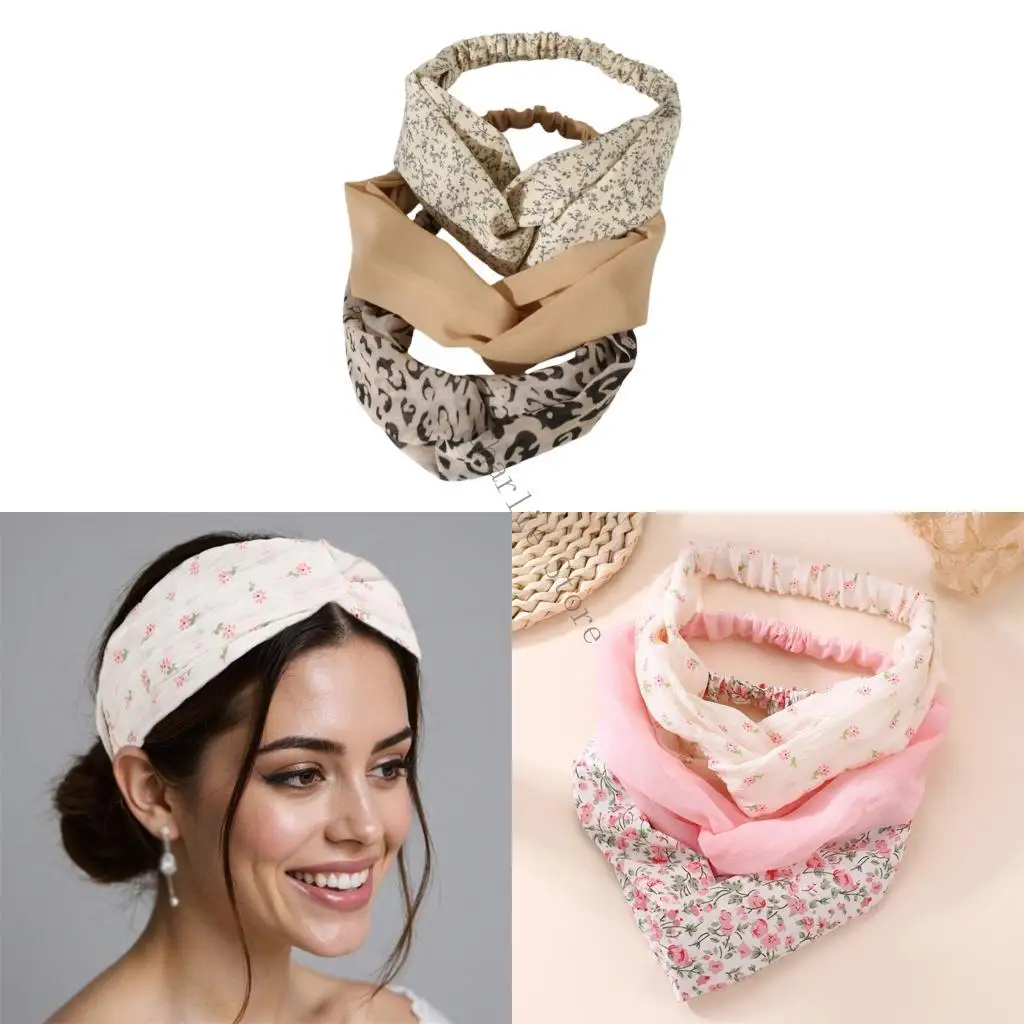 

3pcs Exercise Headbands Polyester Fabric Hairband Breathable Design Active Wear W91C