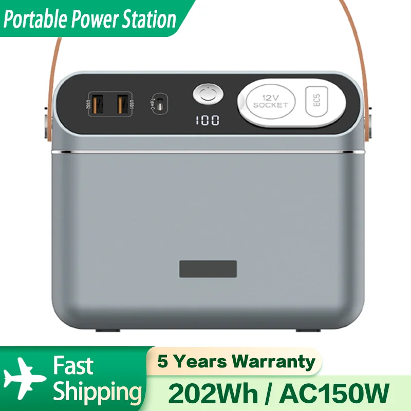 

150W Portable Power Station 60000mAh 202Wh Fast Charging Battery Outdoor Emergency Power Supply USB Type-C Car Jump Starting